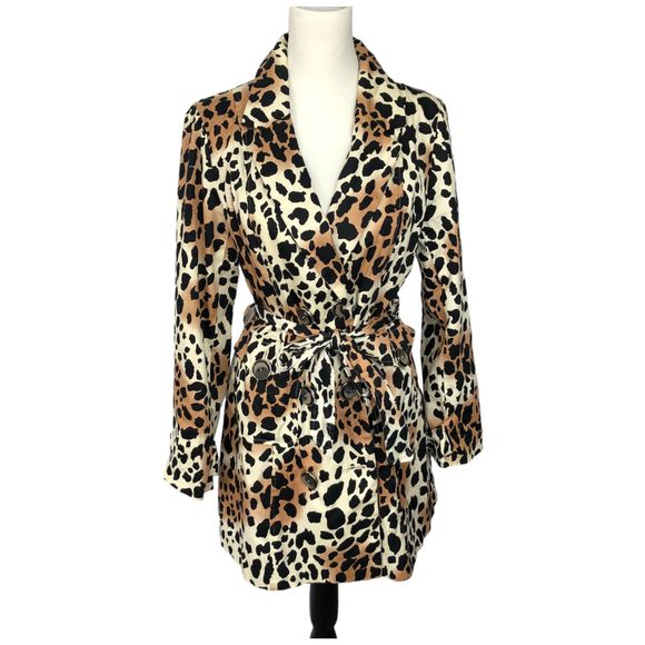 Andrade Collection Leopard Animal Print Trench Coat Rain Coach  Size S - Picture 1 of 11